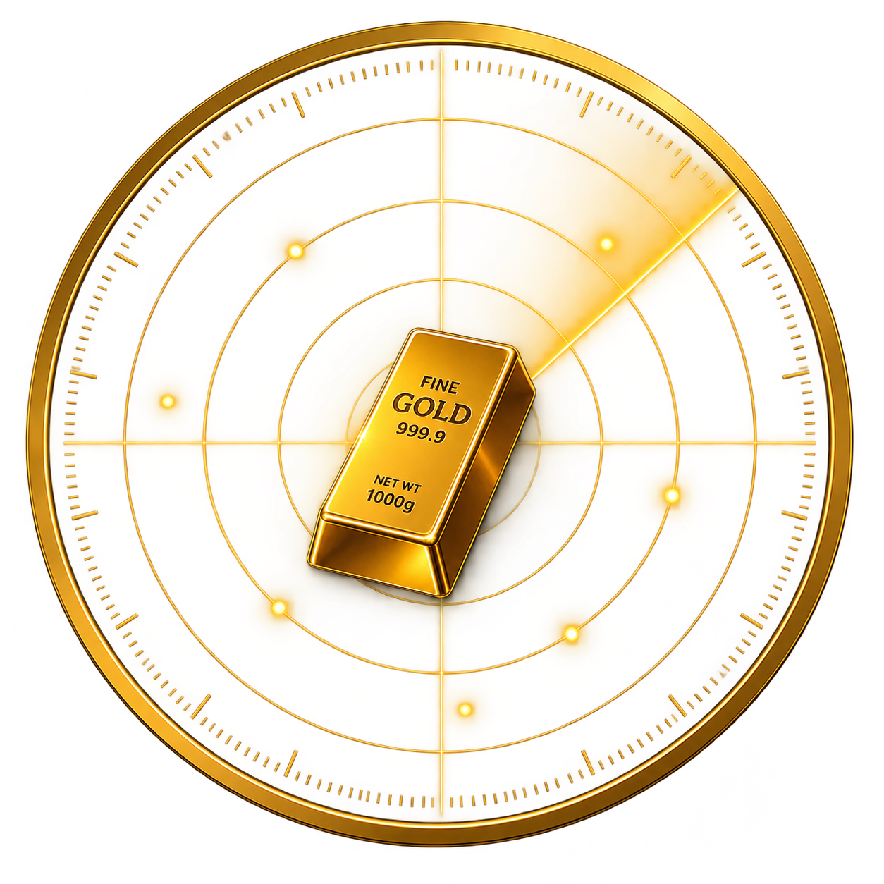 Radar mit Goldbarren